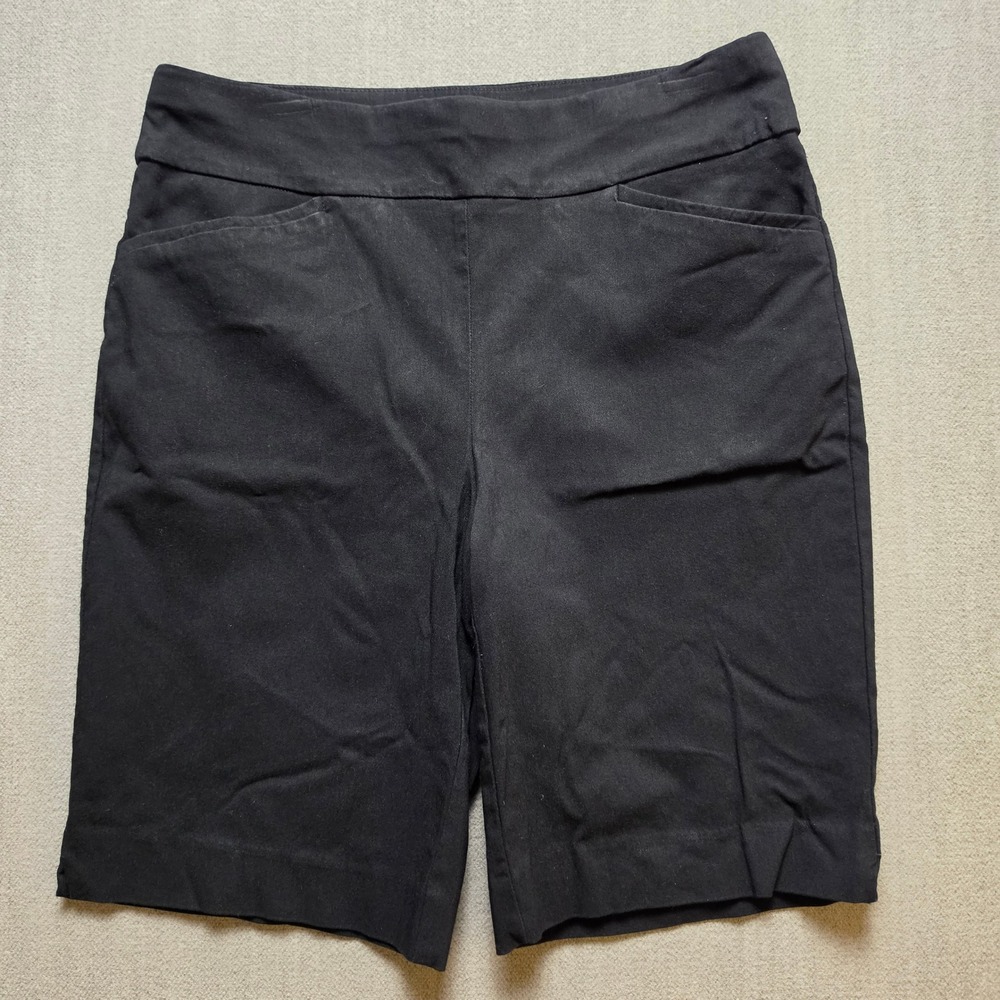 Chico's Perfect Stretch Shorts Women 0 Black Pull On Bermuda Rayon Blend